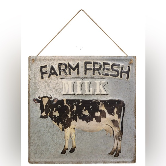 *Farm Fresh Milk Gray Hanging Metal Sign - Picture 12 of 13